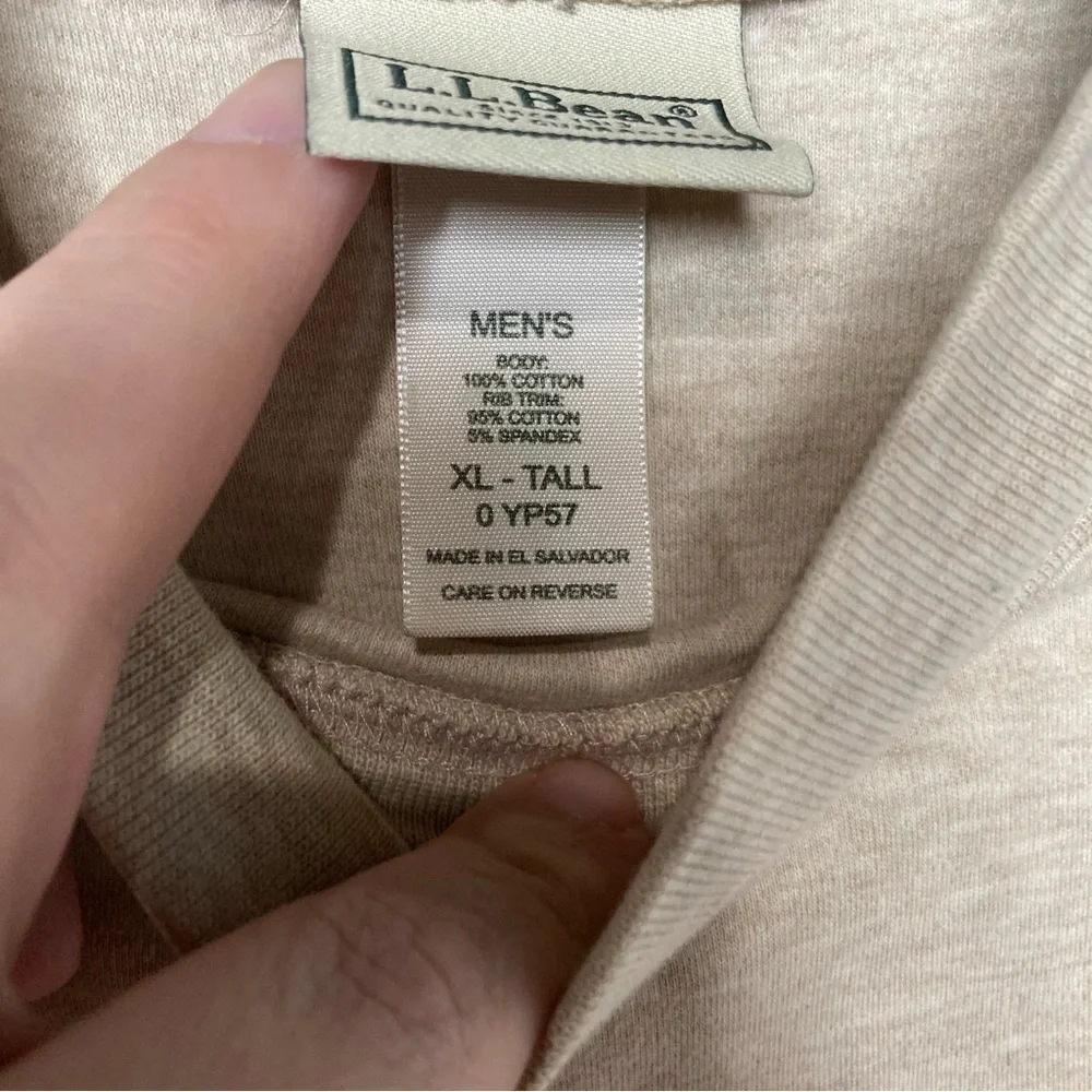 L.L. Bean oatmeal turtle neck mock neck top size XL tall‎